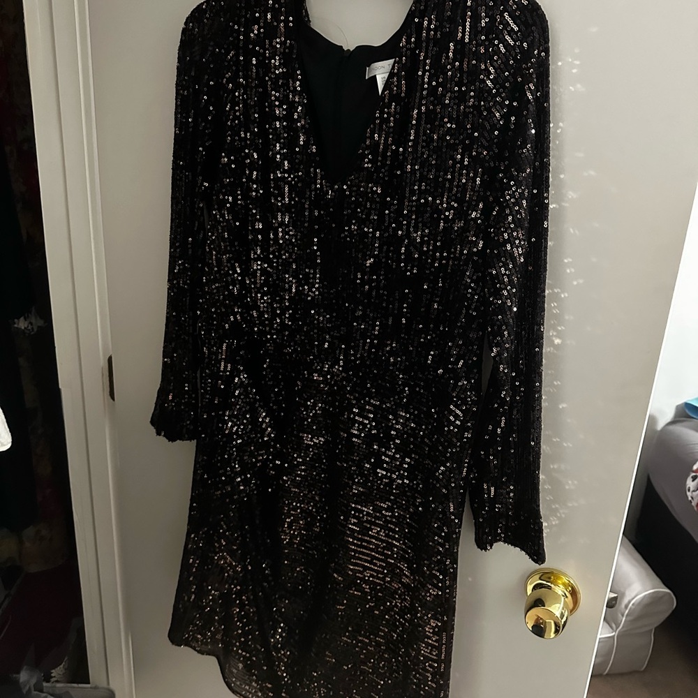 Elegant Black London Times Sequin Women's Dress